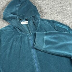 Sag Harbor Hoodie Womens XL Corduroy Full Zip Jacket Pockets Casual Cotton Blend